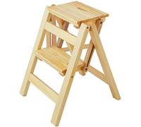 Les escaliers pliants, Escabeau Pliant en Bois à 2 marches for Adultes Multi-Usage Naturel(Natural)