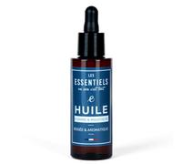LES ESSENTIELS Huile de barbe bio - Huile végétalienne pour soin de barbe et de coiffure - Avec huile de camélia, huile de jojoba et huile d'argan - Parfum discret de lavande, menthe et bois de cèdre