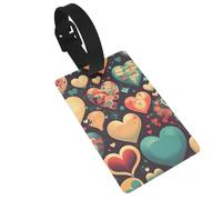 Les étiquettes de bagage colorées avec motifs cœurs sont légères, faciles à utiliser et rapides à identifier pour les valises de voyage et les sacs de sport.