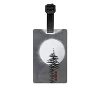 Les étiquettes de bagage imprimées Moon Pine Tree, fabriquées en PVC, sont un essentiel de voyage et adaptées pour les sacs de voyage et les valises.