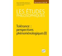 Les Études philosophiques, 2022-4 Tolérance : perspectives phénoménologiques (I) - Collectif - Puf - broché - Revue