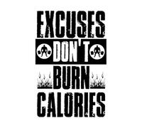 les excuses ne brûlent pas de calories, citation inspirante de motivation pour l'entraînement et la salle de fitness Stickers artistiques en vinyle 36x53.9cm Peinture murale artistique Noir