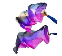 Les fans de danse chinoise, Éventail de Danse du Ventre Voile Soie Côtes Bambou Multicolore 120-250x90cm 1pc Ou 2pcs(1pair-type 4,150x90cm)