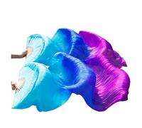 Les fans de danse chinoise, Éventails de danse du ventre en soie faits à la main, teints, multicolores, plusieurs tailles, 2 pièces(Color 7,S-120cm-1pair(2pcs))