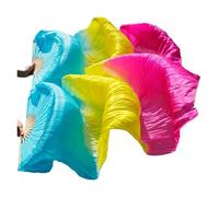 Les fans de danse chinoise, Éventails de danse du ventre en soie faits à la main, teints, multicolores, plusieurs tailles, 2 pièces(Color 8,S-120cm-1pair(2pcs))