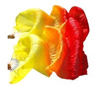 Les fans de danse chinoise, Éventails de voile soie danse du ventre, 2 pièces, côtes bambou, accessoires performance, multicolores, plusieurs tailles(Color 26,2XL 280x90cm)