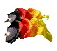 Les fans de danse chinoise, Éventails de voile soie danse du ventre, 2 pièces, côtes bambou, accessoires performance, multicolores, plusieurs tailles(Color 2,S 120x90cm)