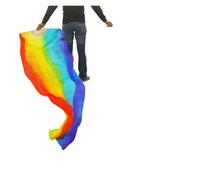 Les fans de danse chinoise, Voile d'éventail de danse du ventre en soie et bambou, teint à la main, multicolore, 120-250x90cm, 1 paire/1 pièce(1pc Right-type 3,250x90cm)