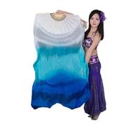 Les fans de danse chinoise, Voile d'éventail de danse du ventre en soie, peinture à la main, accessoire Performance multicolore 120-230cm(Color 21,120cm)