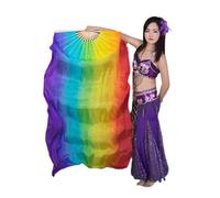 Les fans de danse chinoise, Voile d'éventail de danse du ventre en soie, peinture à la main, accessoire Performance multicolore 120-230cm(Color 16,120cm)