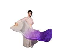 Les fans de danse chinoise, Voile d'éventail de danse du ventre en soie, peinture à la main, accessoire Performance multicolore 120-230cm(Color 2,210cm(82 Inch))