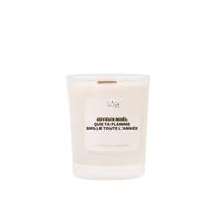 Les Fées Mères Bougie parfumée à message « Joyeux Noël, que ta flamme brille toute l'année », 20 h, cire de soja, mèche en bois de hêtre, parfum Pain d'épices