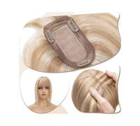 Les Femmes Couvrent Leurs Perruques Chauves Postiches Pour Femmes 6"-18" Cheveux Humains Véritables Avec Frange, 7X12,5 Cm Base En Soie Clip In Extension De Che,Golden Brown+bleach Blond-18 inch