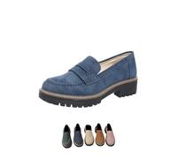 Les Femmes Disent Que Les Mocassins sont des Mocassins à Semelle épaisse, des Mocassins Confortables (Blue,36)