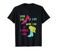 Les Femmes drôles ressemblent à Une Dame et travaillent comme Une agricultrice T-Shirt Graphique avec Valeur, Homme, Noir, L
