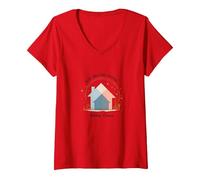 Les Femmes immobilières construisent des rêves et ne vendent Pas Seulement des Maisons T-Shirt avec Col en V, Femme, Rouge, L