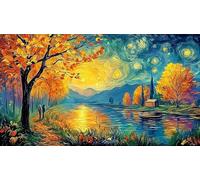 Les Feuilles d'automne encadrent Une Vue pittoresque sur Le lac Puzzle 1000 pièces en Papier recyclé - Jeu extrêmement Difficile Activité à Domicile pour Adultes 38x26/1000pcs