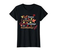 Les Feuilles d'automne sont Belles bénédictions de Dieu sont à Couper Le Souffle T-Shirt Graphique avec Valeur, Femme, Noir, S