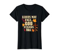 Les Feuilles Peuvent Tomber, Dieu se Tient Grand, Automne chrétien T-Shirt Graphique avec Valeur, Femme, Noir, XL