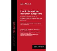 Les fichiers pénaux de l'Union européenne Contribution à l'étude de la protection des données à caractère personnel - Alice Mornet - Mare & Martin - broché - Etude