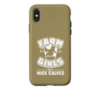 Les Filles de la Ferme Ont de Beaux Mollets, Motif de Jeu de Mots Amusant en Forme de Vache Coque pour iPhone X/XS
