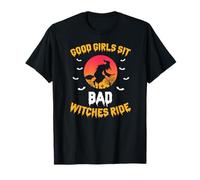 Les Filles Sages S'assoient Les Sorcières Volent Phrase T-Shirt