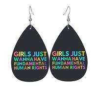 Les filles veulent juste avoir des droits fondamentaux boucles d'oreilles en cuir pour les femmes balancent boucle d'oreille goutte pendentif avec crochet cadeaux pour fille adulte