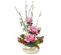 Les fleurs artificielles en pot ensemble fausse fleur magnolia fleur de fleur de fleur de soie art floral général pour le salon table de table de table de table centrale de bureau décoration de fête