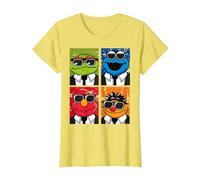 Les frères Sesame Street adorent Le Blues, Elmo Grouch et Ernie Monster T-Shirt, Femme, Citron, S