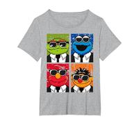 Les frères Sesame Street adorent Le Blues, Elmo Grouch et Ernie Monster T-Shirt, Femme Grandes Tailles, Gris Chiné, 4X
