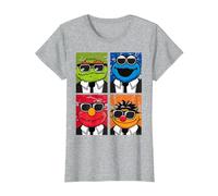 Les frères Sesame Street adorent Le Blues, Elmo Grouch et Ernie Monster T-Shirt, Femme, Gris Chiné, XL