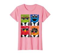 Les frères Sesame Street adorent Le Blues, Elmo Grouch et Ernie Monster T-Shirt, Femme, Rose, XS