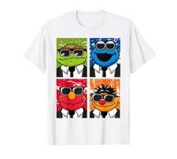 Les frères Sesame Street adorent Le Blues, Elmo Grouch et Ernie Monster T-Shirt, Homme, Blanc, 5XL
