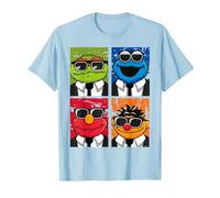 Les frères Sesame Street adorent Le Blues, Elmo Grouch et Ernie Monster T-Shirt, Homme, Bleu Céleste, M