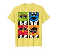 Les frères Sesame Street adorent Le Blues, Elmo Grouch et Ernie Monster T-Shirt, Homme, Citron, XL