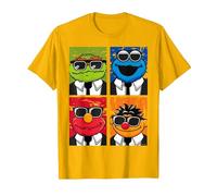 Les frères Sesame Street adorent Le Blues, Elmo Grouch et Ernie Monster T-Shirt, Homme, Doré Vif, S