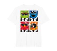 Les frères Sesame Street adorent Le Blues, Elmo Grouch et Ernie Monster T-Shirt, Homme Grandes Tailles, Blanc, 4X Tall