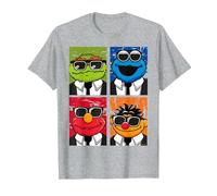 Les frères Sesame Street adorent Le Blues, Elmo Grouch et Ernie Monster T-Shirt, Homme, Gris Chiné, 5XL
