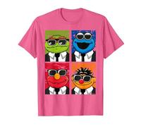 Les frères Sesame Street adorent Le Blues, Elmo Grouch et Ernie Monster T-Shirt, Homme, Rose Chiné, S