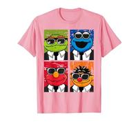 Les frères Sesame Street adorent Le Blues, Elmo Grouch et Ernie Monster T-Shirt, Homme, Rose, XL