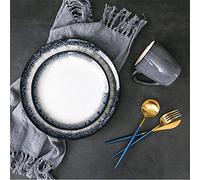 Les fruits, Service de table en porcelaine 16 pièces for 4 assiettes de 10,5 et 8,3 pouces, bols de 6 pouces, tasses, noir et crème
