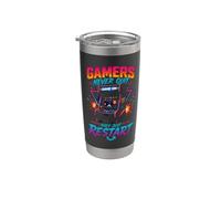 Les Gamers N'Abandonnent Jamais - Design Arcade Rétro Gobelet isotherme en acier inoxydable double paroi