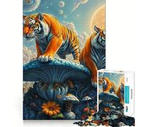 Les Gardiens Tigres de la Forêt de Champignons Surréaliste Puzzle pour Adolescents 1000 Pièces Renforce la Mémoire Simple, Amusant, Qualité supérieure Cadeau Souvenir 38x26cm