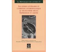 Les Genres Littéraires Et L'ambition Anthropologique Au Dix-Huitième Siècle : Expériences Et Limites