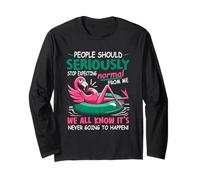 Les Gens devraient arrêter de s'attendre à de la normalité de ma Part Funny Flamingo Manche Longue
