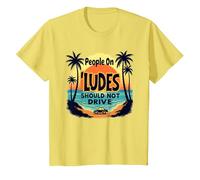 Les Gens sur Ludes ne devraient Pas Conduire Un Avertissement de Coucher de Soleil Tropical T-Shirt, Enfant, Citron, 8 Ans