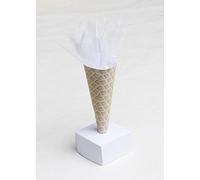 Les gourmandises de Heidi Kit de 5 Cornets de Glace avec tulles à dragées et Support Inclus ballotins à dragées Couleurs au Choix Mariage baptême Naissance Communion (Blanc)