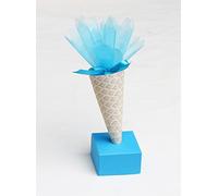 Les gourmandises de Heidi Kit de 5 Cornets de Glace avec tulles à dragées et Support Inclus ballotins à dragées Couleurs au Choix Mariage baptême Naissance Communion (Turquoise)