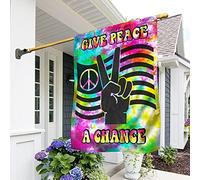 Les Hippies Donnent Une Chance À La Paix Jardin Signe Double Face Drapeau De Jardin Coupe-Vent Et Étancheune Drapeaux De Pirate Décoration Pour Porche Maison Extérieure S