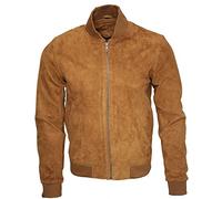 Les Hommes Bronzer en Cuir de Chèvre Bomber Varsity Veste 3XL